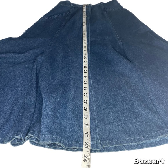 Vintage Western Boho High Waisted Denim Maxi Skirt - Picture 13 of 13